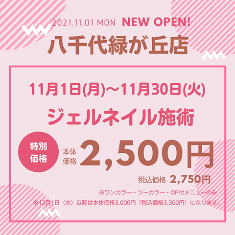 11月1日（月）八千代緑が丘店 NEW OPEN